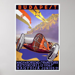 Vintag Art Deco 1936 Ungarisches Poster des Großen