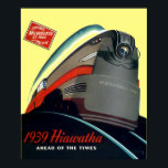 Vintag Art Deco 1939 Lokomotivzuweisung Poster<br><div class="desc">Dies ist ein digital erweitertes Bild einer Vintagen Art-Déco-Werbung für einen Hiawatha Milwaukee Road Lokomotivzug von 1939. Obwohl die Hintergrundfarbe vom Original abgeleitet wurde,  können Sie sie anpassen.</div>