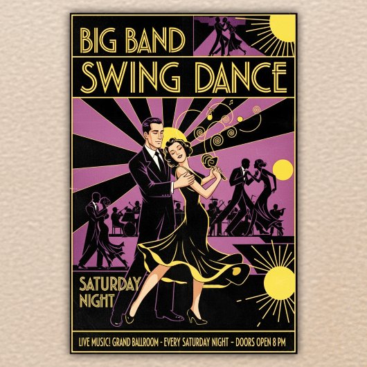 Vintag Art Deco 1940er Swing Dance Poster