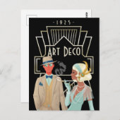 Vintag Art Deco 200 Era Glam Couple Postkarte (Vorne/Hinten)