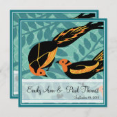 Vintag Art Deco Bird Save the Date (Vorne/Hinten)