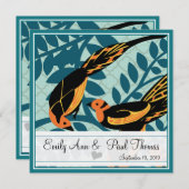 Vintag Art Deco Bird Save the Date (Vorne/Hinten)