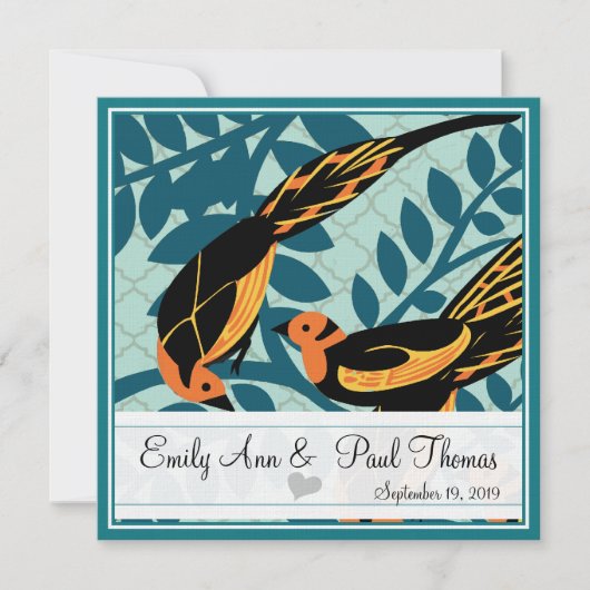 Vintag Art Deco Bird Save the Date (Vorderseite)