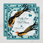 Vintag Art Deco Bird Save the Date (Vorne/Hinten)