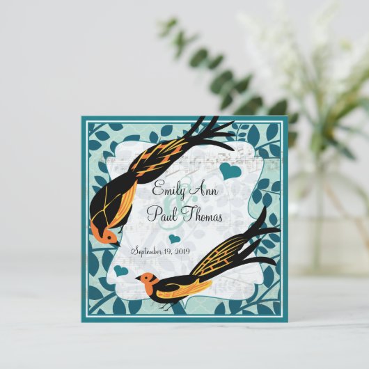 Vintag Art Deco Bird Save the Date (Stehend Vorderseite)