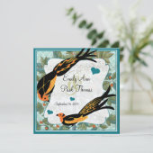 Vintag Art Deco Bird Save the Date (Stehend Vorderseite)