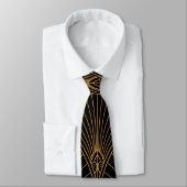 Vintag Art Deco Black and Gold Krawatte (Gebunden)