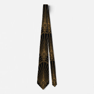 Vintag Art Deco Black and Gold Krawatte