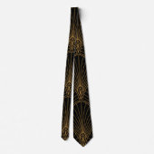 Vintag Art Deco Black and Gold Krawatte (Rückseite)