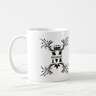 Vintag Art Deco Black Name Monogram Kaffeetasse