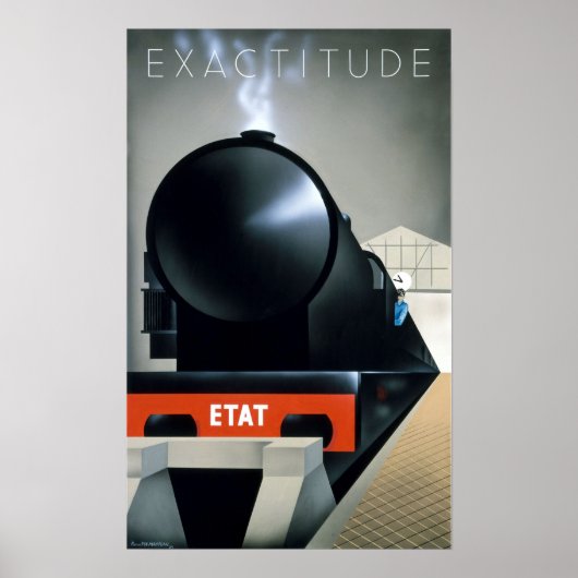 Vintag Art Deco Black Steam Locomotive Poster (Vorne)