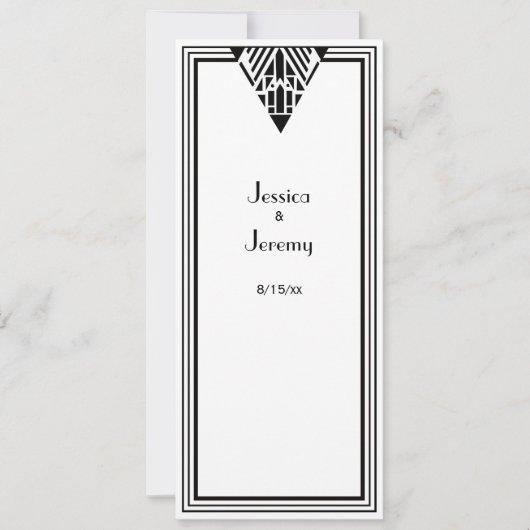 Vintag Art Deco Black WhFrame #1 Empfang Einladung (Vorderseite)