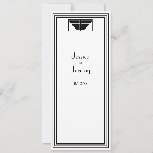Vintag Art Deco Black WhFrame #2 Empfang Einladung (Vorderseite)