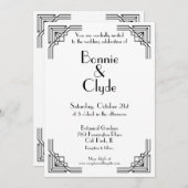 Vintag Art Deco Black & White Geometric Wedding Einladung (Vorne/Hinten)