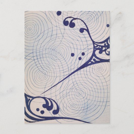 Vintag Art Deco Blue Waves Postkarte (Vorderseite)
