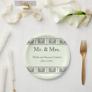 Vintag Art Deco Blume Border Wedding Pappteller