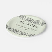 Vintag Art Deco Blume Border Wedding Pappteller (Schrägansicht)