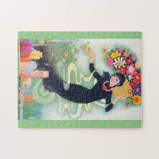 Vintag Art Deco Blume Frau Puzzle (Horizontal)