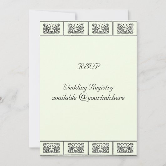 Vintag Art Deco Blume Hochzeit Einladung (Rückseite)