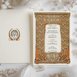 Vintag Art Deco Botanische Rahmenhochzeit Einladung