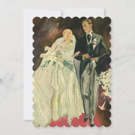 Vintag Art Deco Bride und Groom Newlyweds Hochzeit Einladung