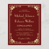 Vintag Art Deco Budget Red Wedding Einladung (Vorderseite)