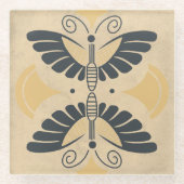 Vintag Art Deco Butterfly Motif Glasuntersetzer (Vorderseite)