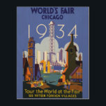 Vintag Art Deco Chicago 1934 World's Fair Poster<br><div class="desc">Ich fand dieses wunderschöne Vintage Chicago 1934 World's Fair Poster und dachte,  es würde eine phantastische Postkarte machen. Auch als Kunstdruck erhältlich.</div>