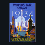 Vintag Art Deco Chicago 1934 World's Fair Poster Acryl Wandkunst<br><div class="desc">Ich fand dieses wunderschöne Vintage Chicago 1934 World's Fair Poster und dachte,  es würde eine phantastische Postkarte machen. Auch als Kunstdruck erhältlich.</div>
