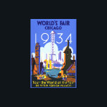 Vintag Art Deco Chicago 1934 World's Fair Poster Leinwanddruck<br><div class="desc">Ich fand dieses wunderschöne Vintage Chicago 1934 World's Fair Poster und dachte,  es würde eine phantastische Postkarte machen. Auch als Kunstdruck erhältlich.</div>