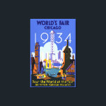 Vintag Art Deco Chicago 1934 World's Fair Poster Leinwanddruck<br><div class="desc">Ich fand dieses wunderschöne Vintage Chicago 1934 World's Fair Poster und dachte, es würde eine phantastische Postkarte machen. Auch als Kunstdruck erhältlich.</div>