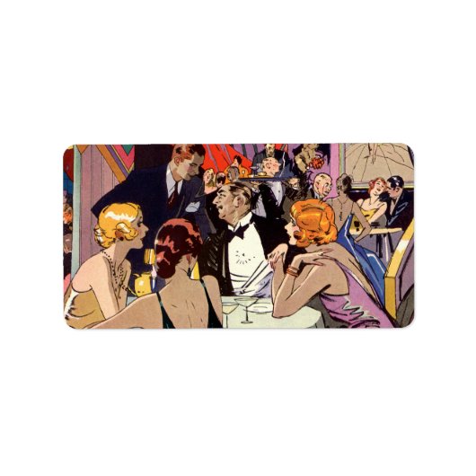 Vintag Art Deco Cocktail Party am Abend Adressaufkleber (Vorne)