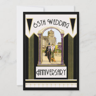 Vintag Art Deco Couple 65. Hochzeitstag Einladung