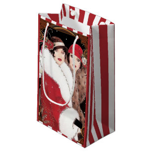 Vintag Art Deco Damen Damen Weihnachten Kleine Geschenktüte