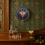 Vintag Art Deco Drink Werbung Pub oder Bar Große Wanduhr<br><div class="desc">Das ist ein digital erweiterter Ausdruck,  der aus einer antiken Jugendstil- oder Kunstgetränk-Werbung von 1929 stammt. Es zeigt eine Frau,  die ein Glas und eine Flasche hält,  die in ein volles Weinglas fallen. Sie können den Text leicht personalisieren und die Hintergrundfarbe mit dieser Vorlage anpassen.</div>