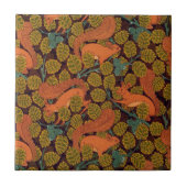 Vintag Art Deco Eichhörnchen und Blätter Design Fliese (Vorderseite)