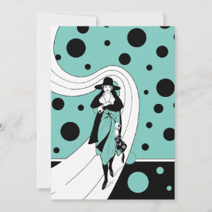 Vintag Art Deco Fashion Show Junggeselinnen-Abschi Einladung
