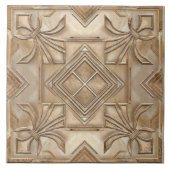 Vintag Art Deco Fleur-de-lis - Travertine Marmor Fliese (Vorderseite)