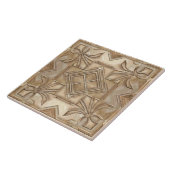 Vintag Art Deco Fleur-de-lis - Travertine Marmor Fliese (Seite)