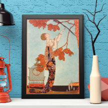 Vintag Art Deco, Flighty Bird von George Barbier