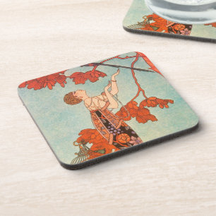 Vintag Art Deco, Flighty Bird von George Barbier Untersetzer