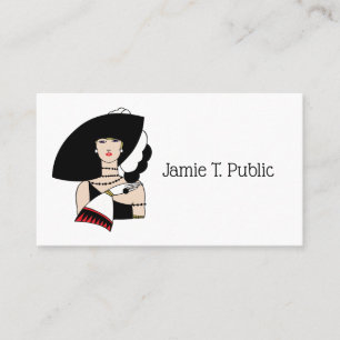 Vintag Art Deco Frauen tragen einen Hut und Farbe Visitenkarte