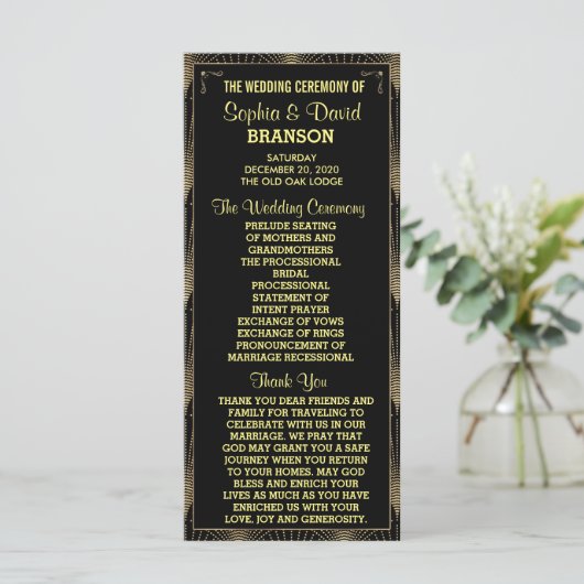 Vintag Art Deco Gatsby Custom Programm (Stehend Vorderseite)