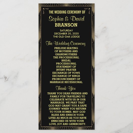 Vintag Art Deco Gatsby Custom Programm (Vorderseite)