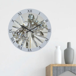 Vintag Art Deco Glam Rhinestones Akryllisch Große Wanduhr