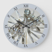 Vintag Art Deco Glam Rhinestones Akryllisch Große Wanduhr (Vorderseite)