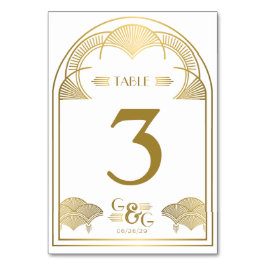 Vintag Art Deco Gold Einzigartige Mongram Arch Wed Tischnummer