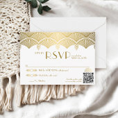 Vintag Art Deco Gold Einzigartiger QR Code Hochzei RSVP Karte