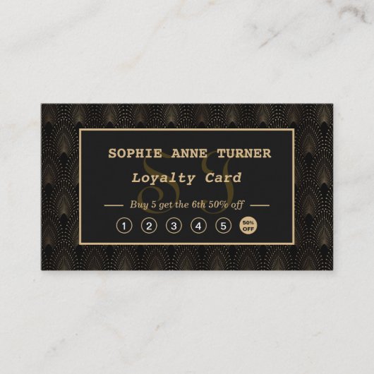 Vintag Art Deco Gold Monogram Makeup Artist Treuekarte (Vorderseite)