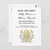 Vintag Art Deco Gold Plume Arabesque Ankündigungspostkarte (Vorne/Hinten)